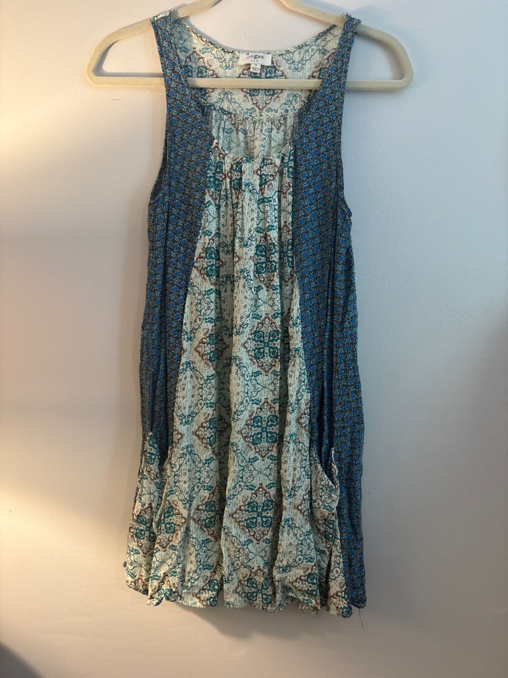 Umgee blue tank dress with pockets small